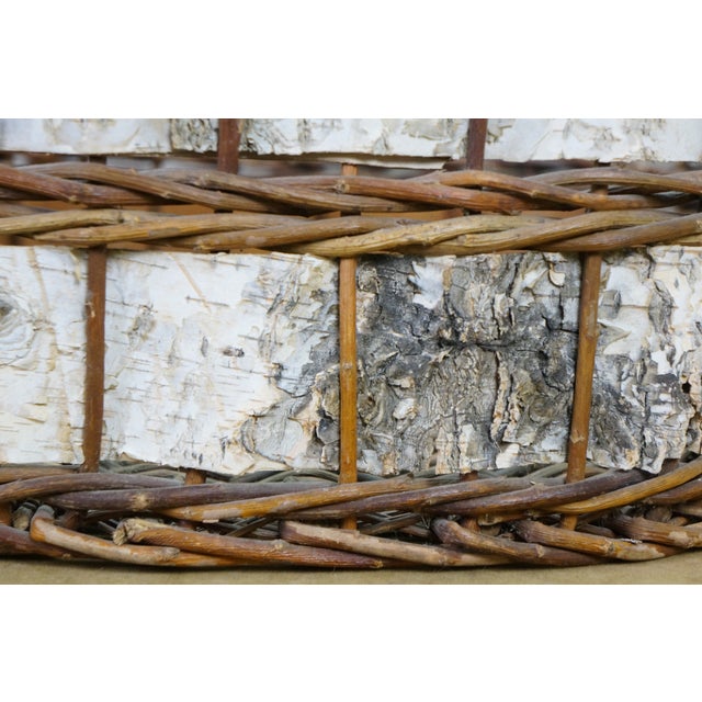 Vintage Woven Bark Country Farmhouse Harvest Gathering Basket 18" For Sale - Image 10 of 11