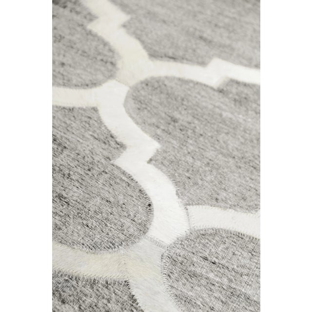 Transitional Dover Patchwork Leather Viscose Silver Ivory Rug - 11'6"x14'6" For Sale - Image 3 of 7