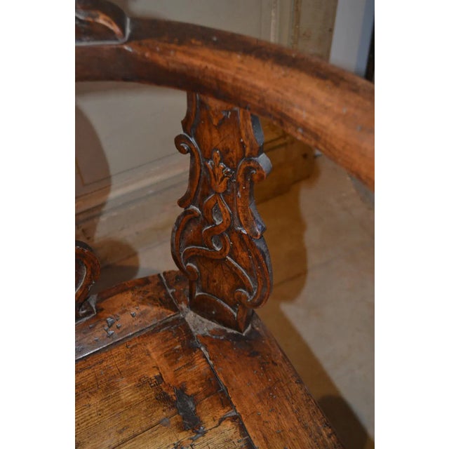 19th Century Swiss Hand Carved Wood Swivel Desk Chair For Sale In San Diego - Image 6 of 10