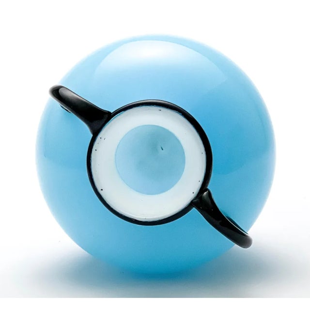 Murano Vintage Murano Blue Incamiciato Glass Vase For Sale - Image 4 of 6