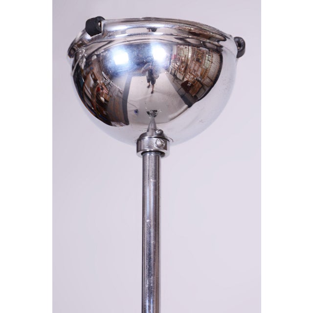 Metal Czech Bauhaus Pendant in Chrome-Plated Steel and Frosted Glass, 1930s For Sale - Image 7 of 10