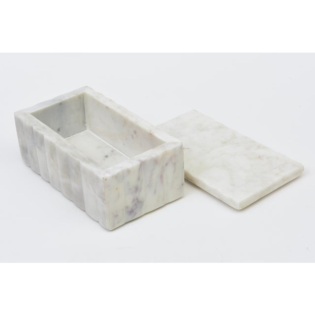 Stone White and Gray Marble Box, 1990's For Sale - Image 7 of 12