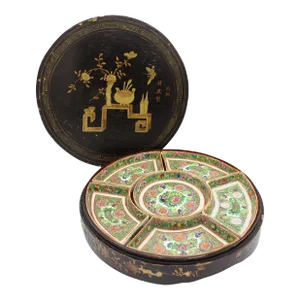 1891-1911 Rose Canton Sweetmeat 6 Piece Service in Original Case, Chinese