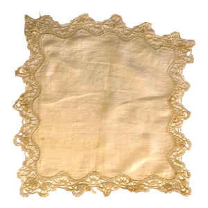 Antique Lace Doily Brussels Lace Late 19th Early 20th Century Farmhouse Primitive Victorian Edwardian