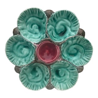 French Majolica Oyster Plate Choisy-Le-Roi, Circa 1880 For Sale
