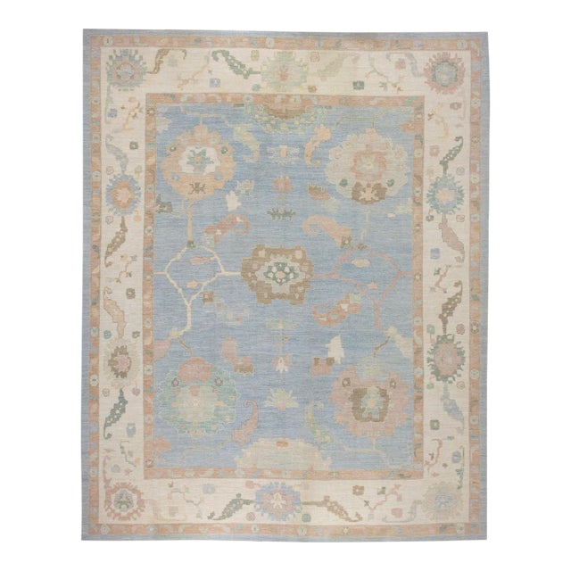 Modern Turkish Oushak Rug 14'3" x 17'8" For Sale