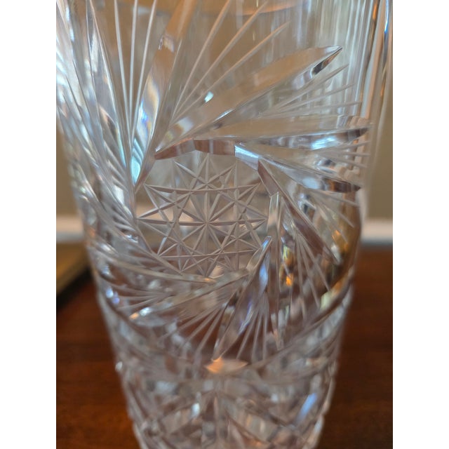 Vintage Hand Cut Crystal Vase - American Brilliant Cut For Sale - Image 4 of 6