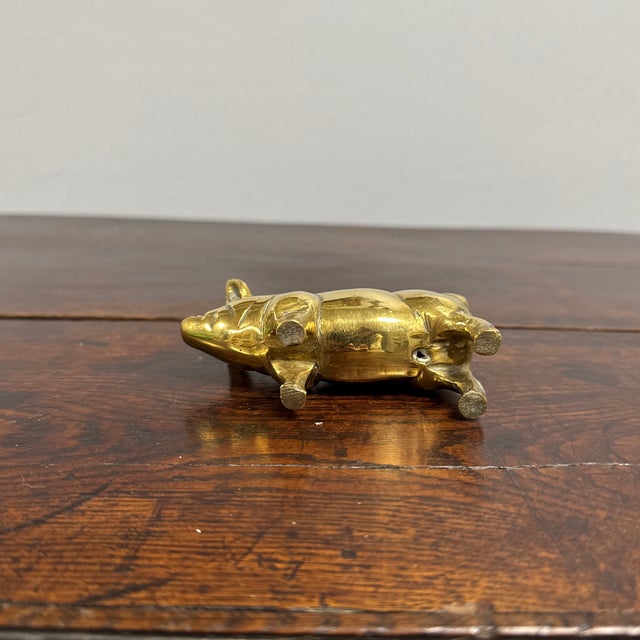 Metal Vintage Engliish Brass PIg For Sale - Image 7 of 7