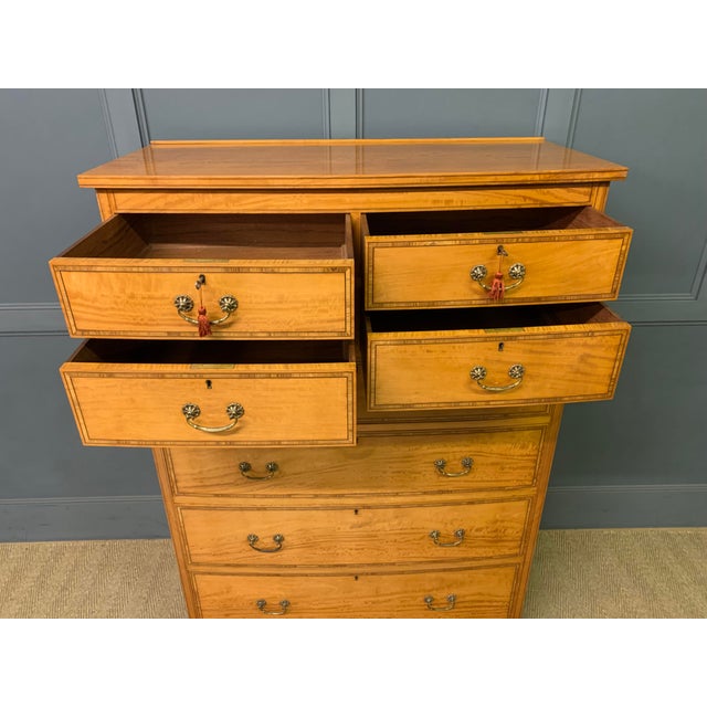 Inlaid Satinwood Tallboy, 1905 For Sale - Image 9 of 18