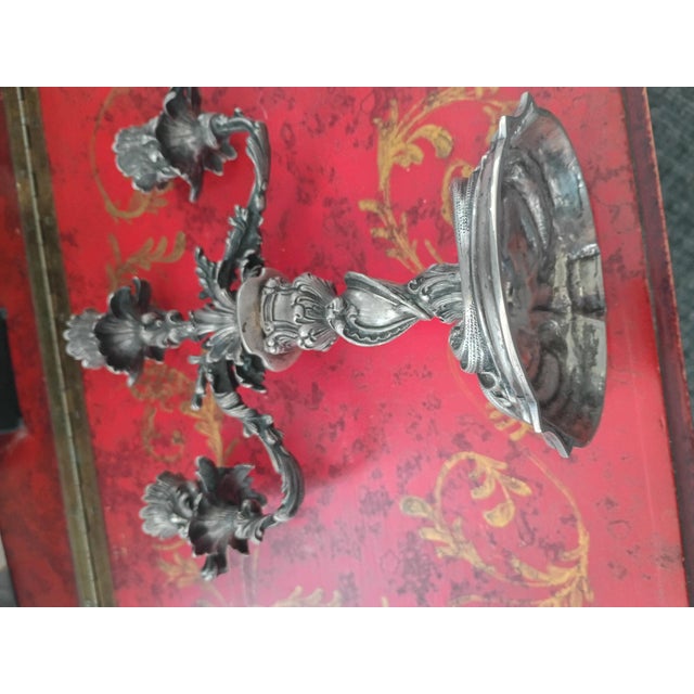 1920s Rococo Elaborated Detailed Rococo Arno Fassi Silver Foliate Pair of Candelabras - Pair For Sale - Image 11 of 13
