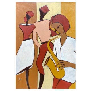Gilbert Pauli, The Saxophonist, Oil on Canvas, 1995 For Sale