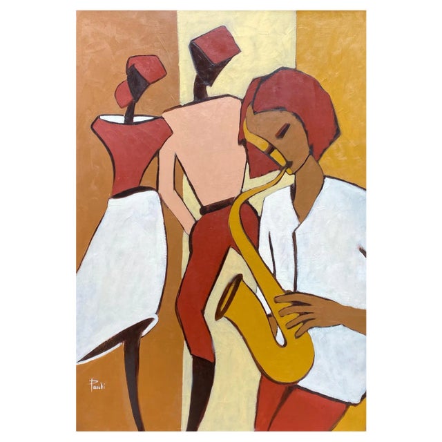 Gilbert Pauli, The Saxophonist, Oil on Canvas, 1995 For Sale