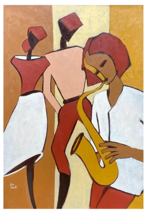 Gilbert Pauli, The Saxophonist, Oil on Canvas, 1995