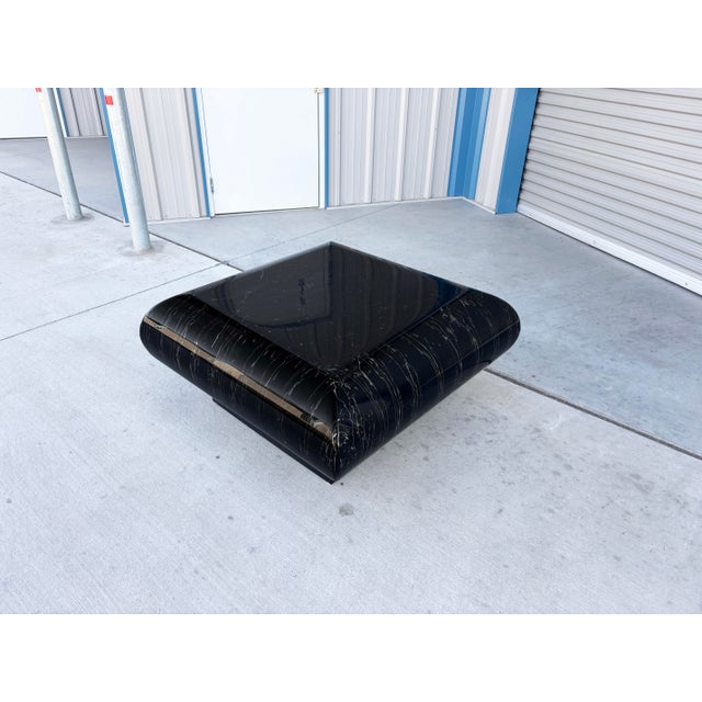 Mid-Century Modern 1970s Vintage Faux Marble Coffee Table Styled After Willy Rizzo For Sale - Image 3 of 11