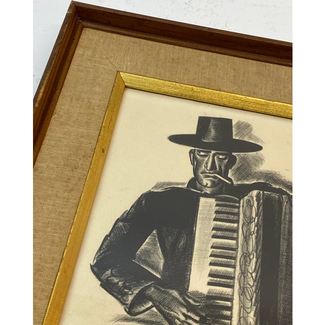 Howard Willard "The Accordionist" Original Lithograph C.1931 For Sale - Image 4 of 9