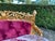 Red Late20C French Artisan Louis XVI Style Gold Red Beech Settee For Sale - Image 8 of 14