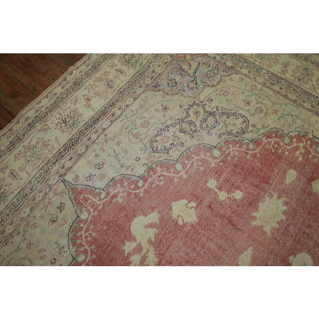 Rustic 1930s Zabihi Collection Soft Red Ivory Turkish Oushak Oversize Rug For Sale - Image 3 of 6