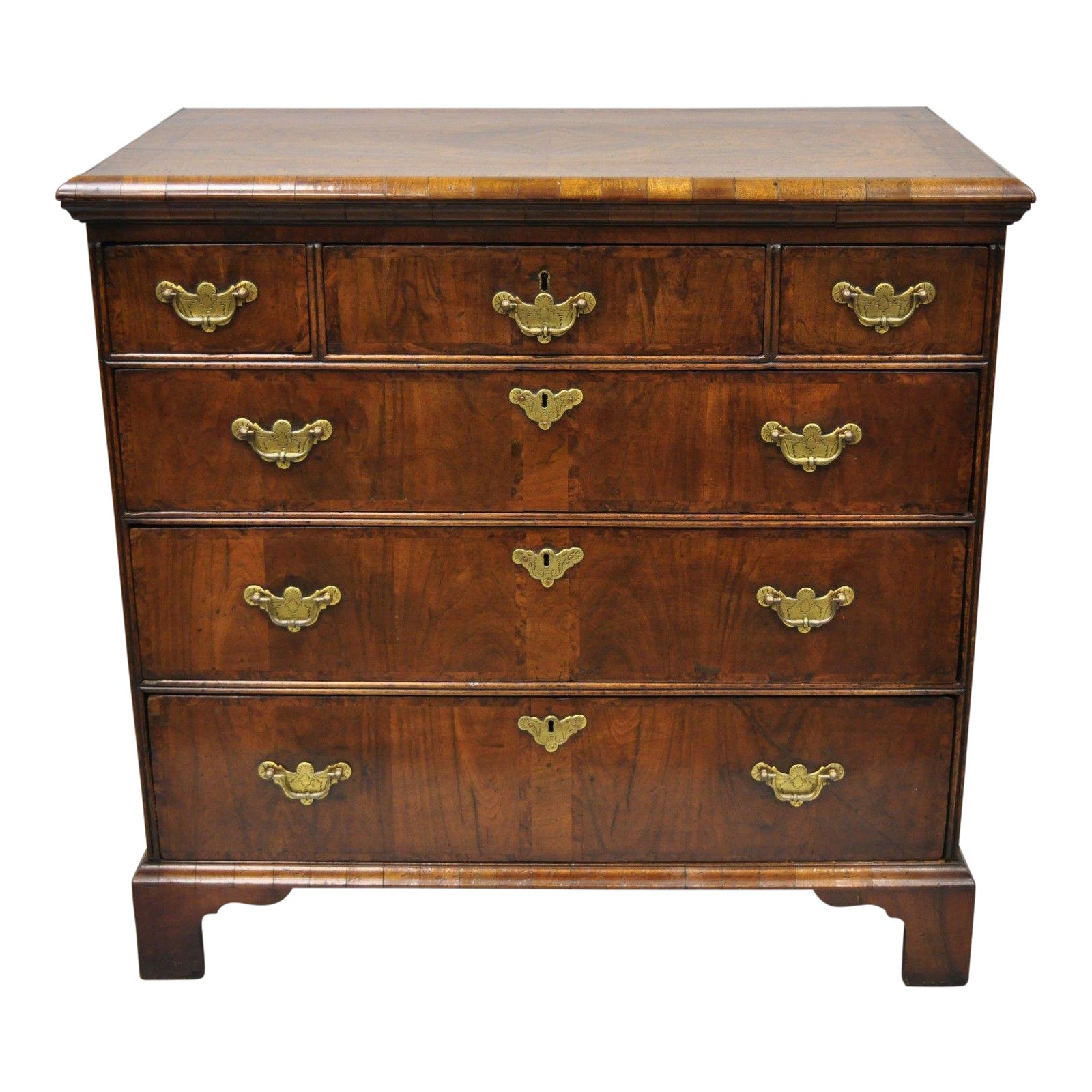 19th Century Queen Anne Burr Walnut Inlaid Chest Of Drawers Chairish