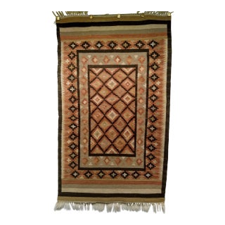 Vintage American Southwestern Kilim Rug, Handwoven Wool, Geometric Pattern, 3x5 For Sale