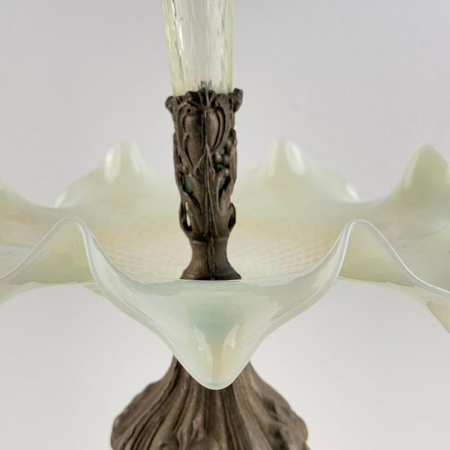 Art Nouveau Opalescent Glass and Cast Metal Epergne, Early 20th Century For Sale - Image 9 of 13