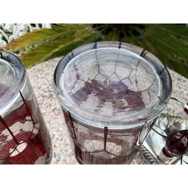 Antique Egermann Ruby Triple Decanters, 1900, Set of 3 For Sale - Image 18 of 18