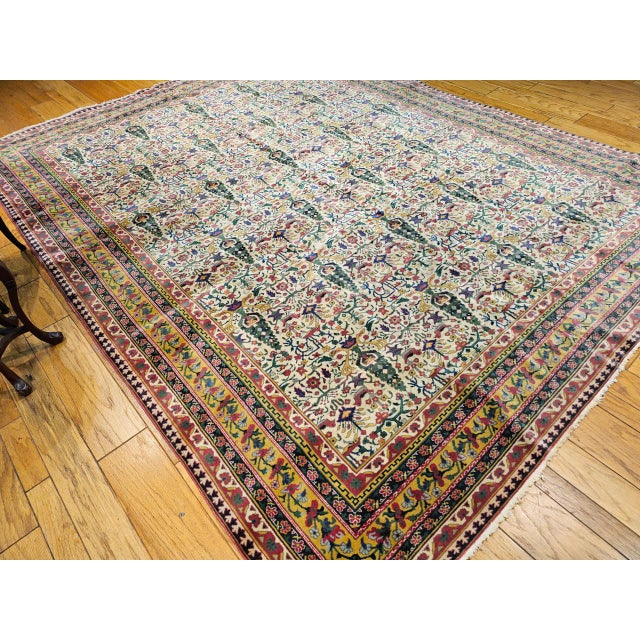 Early 20th Century Indian Agra Rug, Handwoven “Tree of Life” Pattern, 9' x 12' For Sale - Image 14 of 14