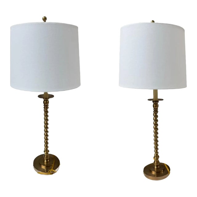 Pair of Vintage Visual Comfort Barley Twist Buffet Lamps For Sale