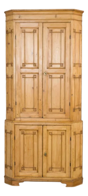 19th Century Tall Danish Pine Corner Cabinet