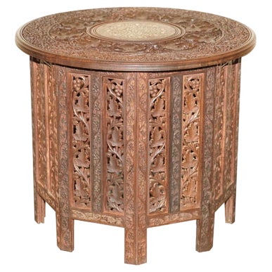 Burmese Octagonal Carved Side Table from Liberty, 1910s For Sale