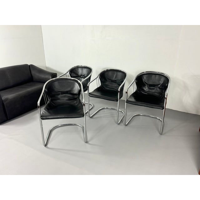 Vintage Cantilever Chair in Leather and Chrome by Gastone Rinaldi for Fasem, 1970s For Sale - Image 12 of 12
