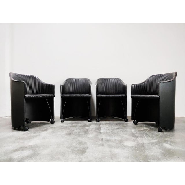 Model 8552 Artona Armchairs in Leather attributed to Afra & Tobia Scarpa for Maxalto, Italy, 1985, Set of 4 For Sale - Image 4 of 16