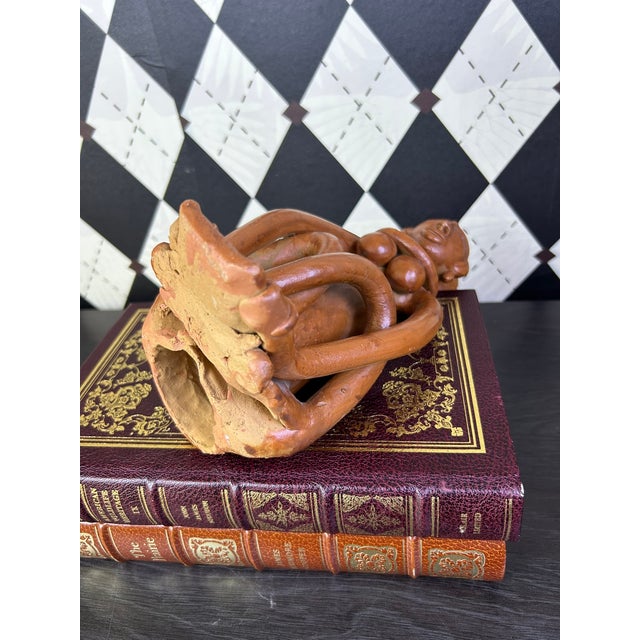 Vintage Indian Terracotta Seated Woman Folk Art Sculpture, 10" For Sale - Image 16 of 18