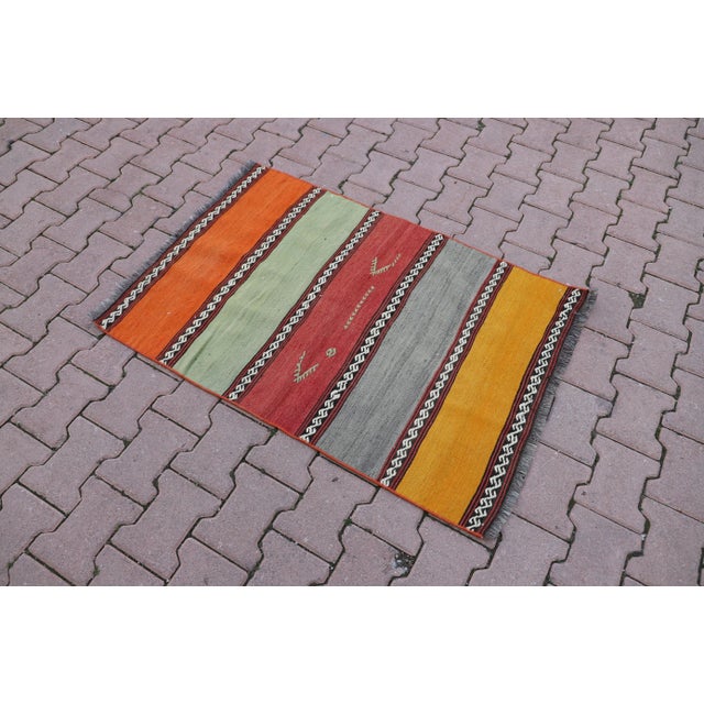 Traditional 1960s Turkish Oushak Rug With Stripe Patterns For Sale - Image 3 of 9