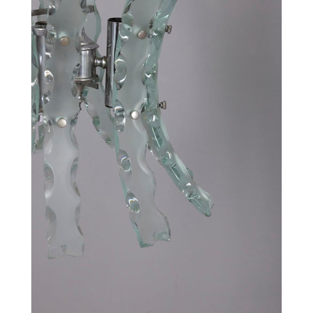 1970s Vintage Worked Glass Chandelier from Zeroquattro, 1970s For Sale - Image 5 of 10