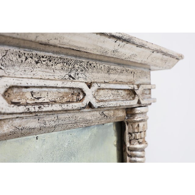 Neoclassical Silver Leaf Pier Mirrors with Ringed Columns and Cornice, Italy, 1850, Set of 2 For Sale - Image 10 of 13
