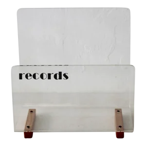 Vintage Mid Century Modern Lucite Acrylic Wood Lp Records Rack Holder