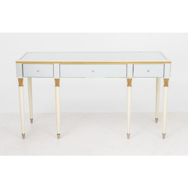Suzanne Kasler for Hickory Chair Company Mirrored Vanity Table, three drawers, the legs with giltwood accents, two metal...