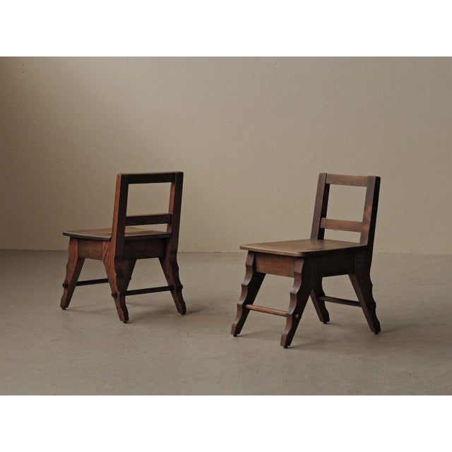 Modernist Oak Chairs, France, 1940s, Set of 2 For Sale - Image 12 of 18