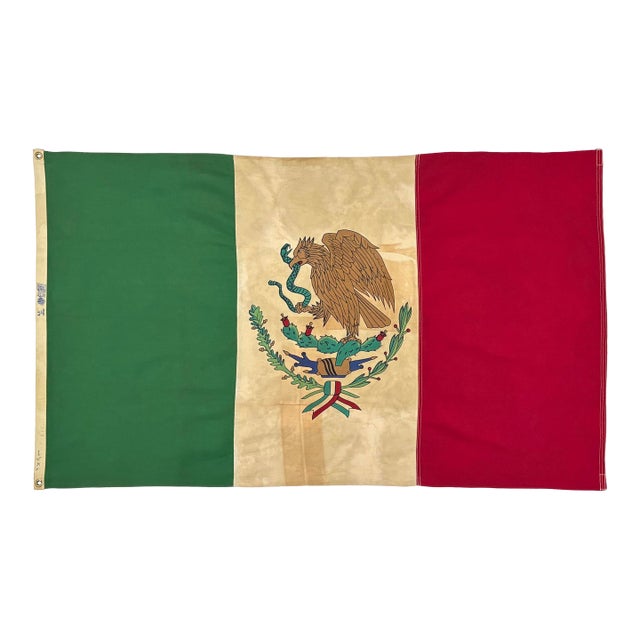 Vintage Cotton Flag of Mexico For Sale