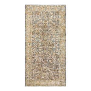 Rare Handmade Ivory Background Allover-Floral Design Rug Antique Persian Kirman