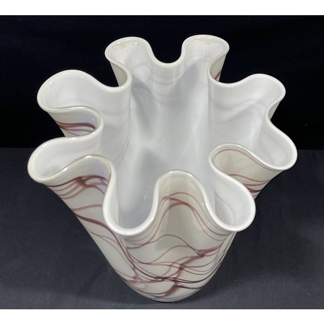 Add a touch of artistic Mid-Century Modern elegance to your décor with this **Vintage Murano Style Purple & White...