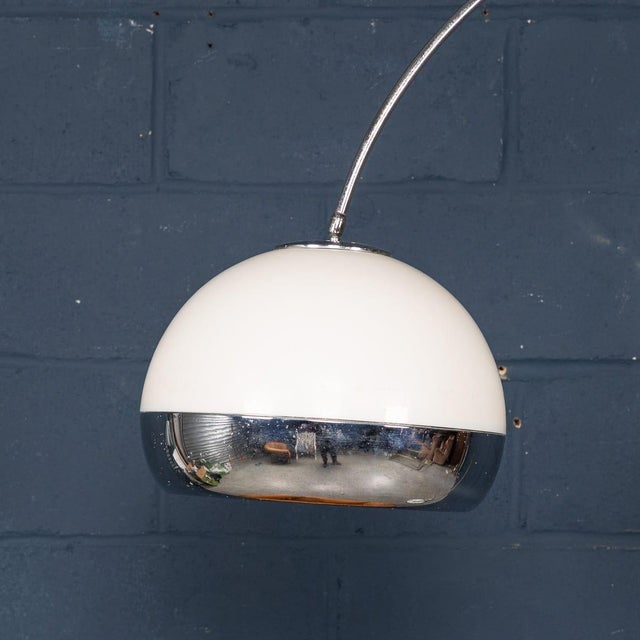 Vintage Italian Chrome Arc Floor Lamp with Opaline Shade, 1970s For Sale - Image 6 of 18