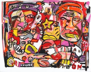 "The Outliers" Contemporary Abstract Figurative Mixed-Media Painting by Jonas Fisch