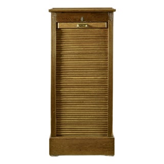 Tambour Oak Office Desk with Sliding Door and Drawers For Sale