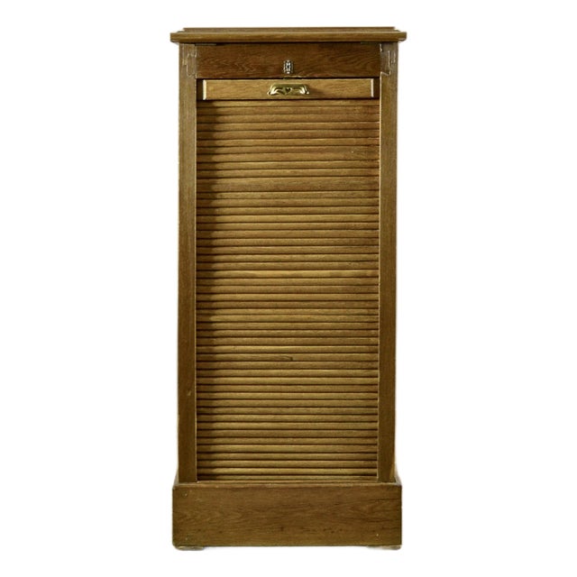Tambour Oak Office Desk with Sliding Door and Drawers For Sale