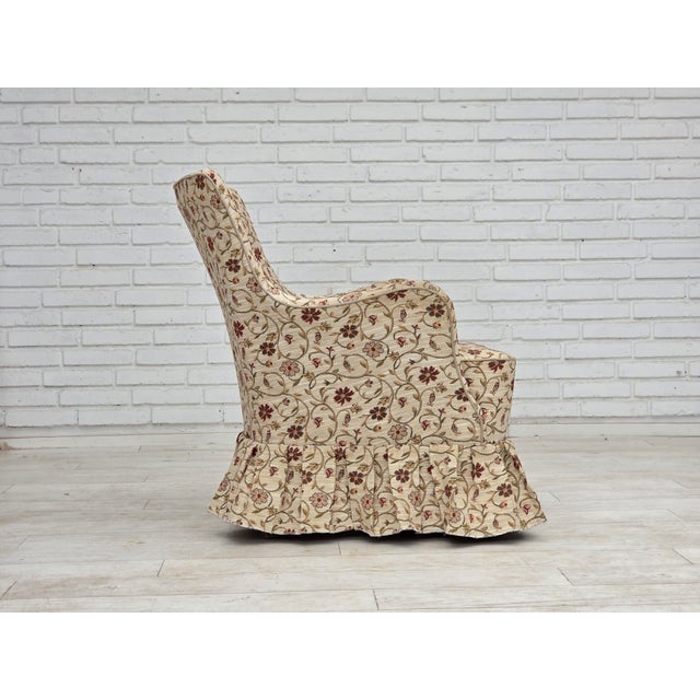 Mid-Century Modern Danish Armchair in Jacquard Fabric and Ash Legs, 1970s For Sale - Image 3 of 18
