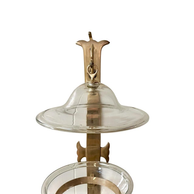 Chapman & Myers Vintage Chapman & Myers Style Brass and Glass Hurricane Wall Sconces – Pair of Mid-Century Lantern Candle Holders For Sale - Image 4 of 17