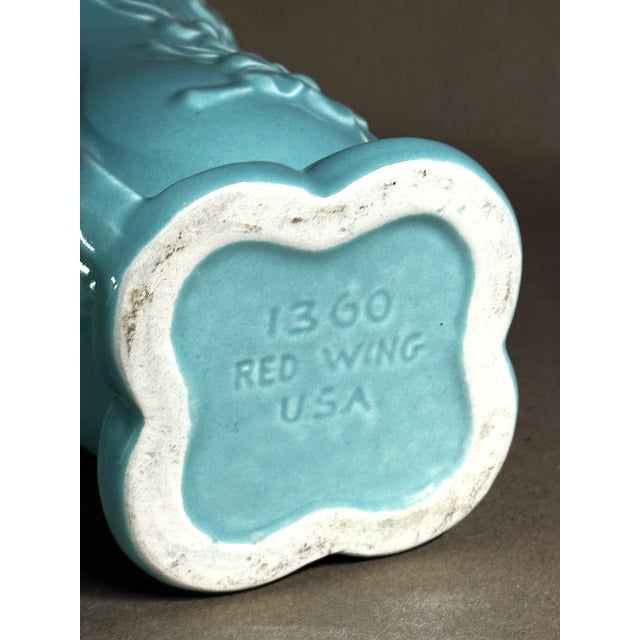 8 Inch Handled Vase MCM Raised Floral Design For Sale In Minneapolis - Image 6 of 6