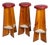 Mid-Century Wooden Bar Stools With Red Upholstery - Set of 3 For Sale