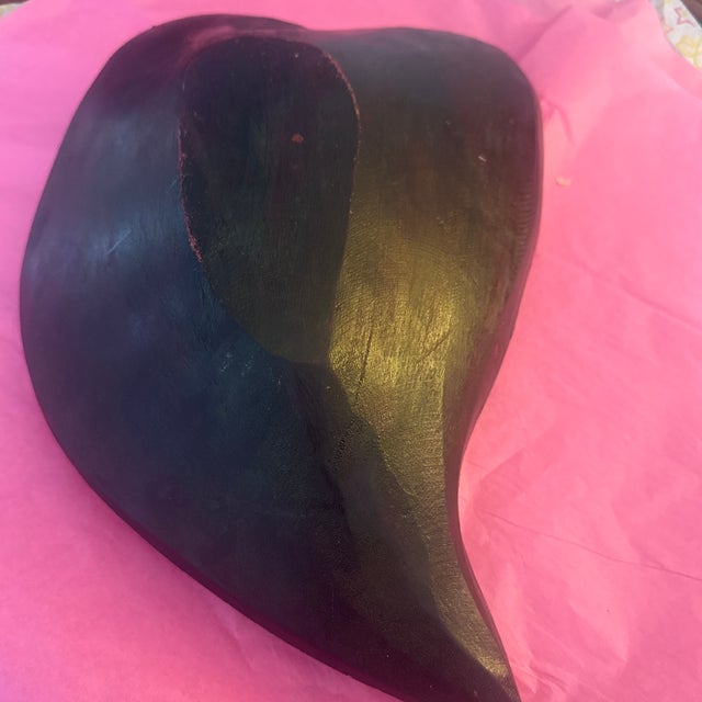 Coffee Mid-Century Biomorphic Carved Walnut Heart-Shaped Centrepiece Bowl With Integrated Seashell Mosaic For Sale - Image 8 of 8